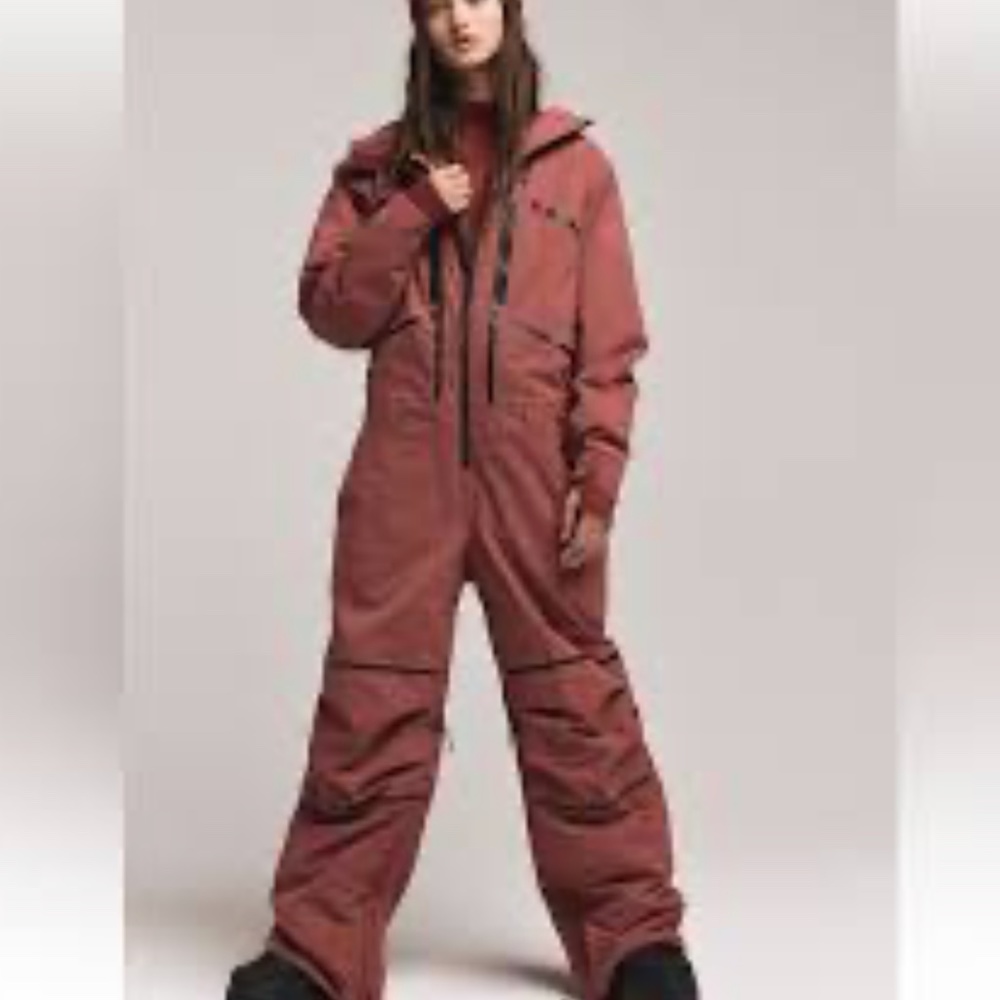 Free People Terracotta Hooded Jumpsuit
